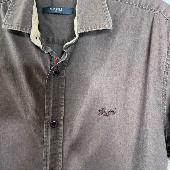 Gucci Shirt Men’s Small Vintage Brown Button Up Short Sleeve B17 - Picture 3 of 11